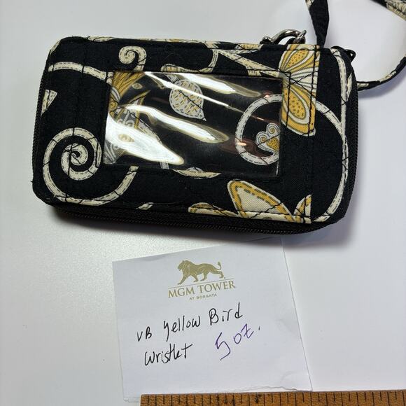 Vera Bradley all in one wristlet in Yellow Bird Wallet ID Window Zip Around - Picture 3 of 4